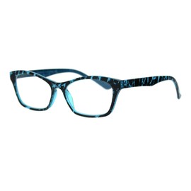 SA106 Womens Rectangular Marble Print Plastic Strength Reading Glasses Teal Marble
