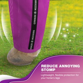 Harrison Howard Loose-Fitting Horse Fly Boots UV-Protective, Breathable, Tear-Resistant Fine Mesh Leggins Stay-on Comfortable Fly Boots with Ultra-Soft Wool Trim (Set of 4) Purple Full (Large)