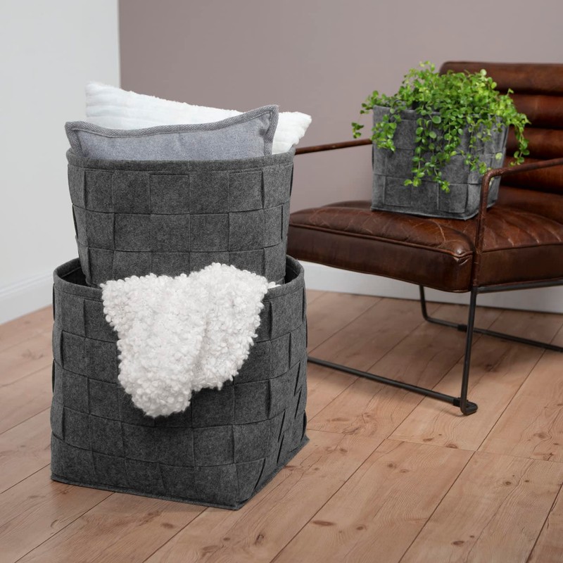 N8WERK Felt Storage Basket 24 x 24 x 24 cm