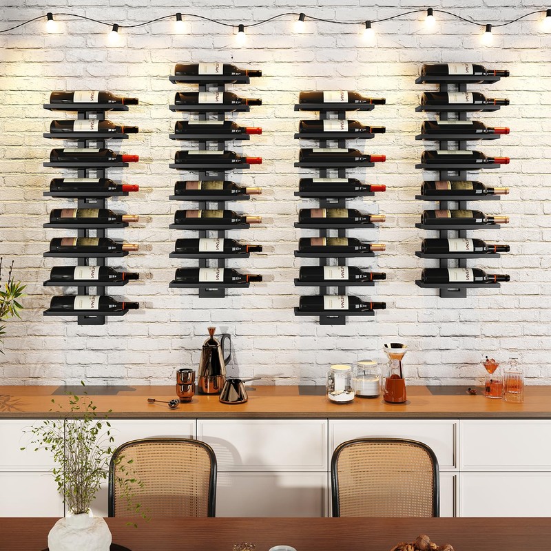 IBUYKE Wall Mounted Wine Rack 12 Bottle,Metal Wine Bottle Holder