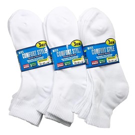 Box408 Men's Socks, Pile Knit Structure, Solid White, 9 Pairs Set, Middle Length, School Socks, white