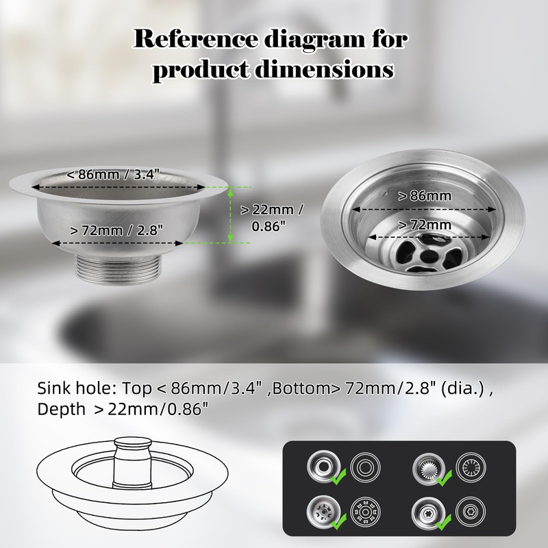 iFealClear Kitchen Sink Stopper with 2 Baskets,3-in-1 Kitchen Sink Strainer,Sink