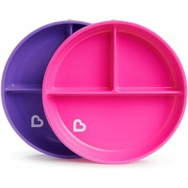 Munchkin Stay Put Divided Suction Plates, Pink/Purple