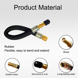 Janhemei Janhemei Valve Stem Extension, 2pcs 8.25 Inch Flexible Tire Valve Extender with 2pcs 90 Degree Brass Tire Valve Extension Adaptors, for Universal RV Cars Truck Motorcycle Bike Scooter