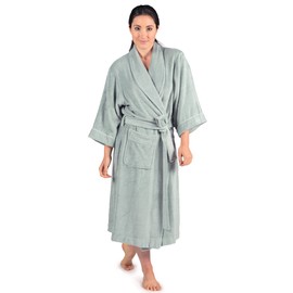 TexereSilk Women's Luxury Terry Cloth Bathrobe - NEW & IMPROVED FABRIC (Lily Green, Large/X-Large)