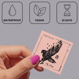 Fake Tattoo Bird - Temporalis® | Temporary Tattoos for Adults - EU Certified Cosmetics, Vegan & Waterproof - Lasts 1 to 2 Weeks [Eagle with Forest]