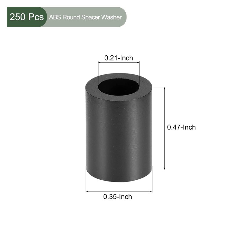 YOKIVE Pack of 250 Black Round Spacers, Non-Threaded Washers with