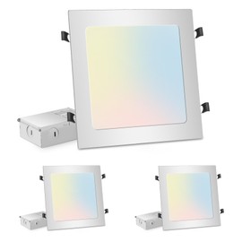 LZHOME 11 inch Square LED Recessed Lighting: 2-Packs 26W 2200 Lumens Dimmable Recessed Light with Junction Box, 3CCT 3000K-6000K Adjustable Ultra Thin Led Canless Downlight Lighting