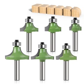 Pack of 6 Rounding Cutters 8 mm Shank, Carbide Radius Cutter with Ball Bearing, Round Over Cutter Bits, Router Bits, Round Cutter for Carpentry, Chamfering, Woodworking Trimming (8 mm)