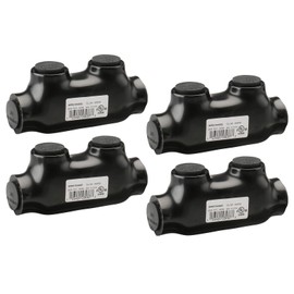 Wengart Insulated Inline Splice Connector QMS-D3/0-1 (4-Pack), 3/0-6 AWG Wire Range, 600V Dual Rated for Copper and Aluminum Conductors, Pre-Filled with Oxide Inhibitor, UL Listed, Black
