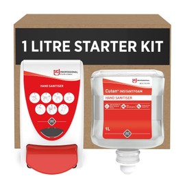 SC Johnson Professional Cutan Sanitiser Starter Kit - Wall Mounted Sanitising System - Skin Hypoallergenic - Sensitive - 1 Dispenser + 1 Refill - 1 Litre - for Professional Use Only