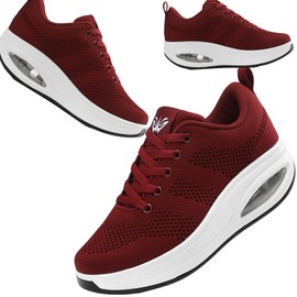 Roltte - Zapatos para caminar para mujer, con cojín de aire, antideslizantes, para enfermera, para trabajo, plataforma de servicio de alimentos, cómodo peso ligero, Rojo -, 22 cm