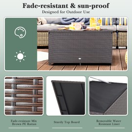 Giantex Wicker Outdoor Deck Box - 133 Gallon Storage Box with Lid, Waterproof Liner and Universal Wheels, PE Rattan Storage Container for Cushions, Gardening Tools, Patio Storage, Brown