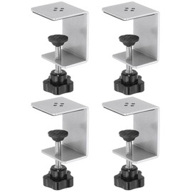 PATIKIL C Clamps, Pack of 4 Heavy Duty Metal Black Desk Clamps, Adjustable Mounting Table Clamp with Protective Pads for Attaching Acrylic Glass, Plastic, Wooden Panels, Silver Tone