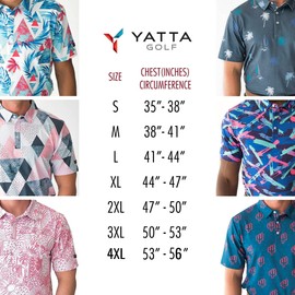 YATTA GOLF Favorite Blues Collection Golf Polo (Baby Fade, Midnight Blue and Desert Heat) - Men's L - Athletic Fit, Wrinkle Resistant, Moisture Wicking, 4-Way Stretch