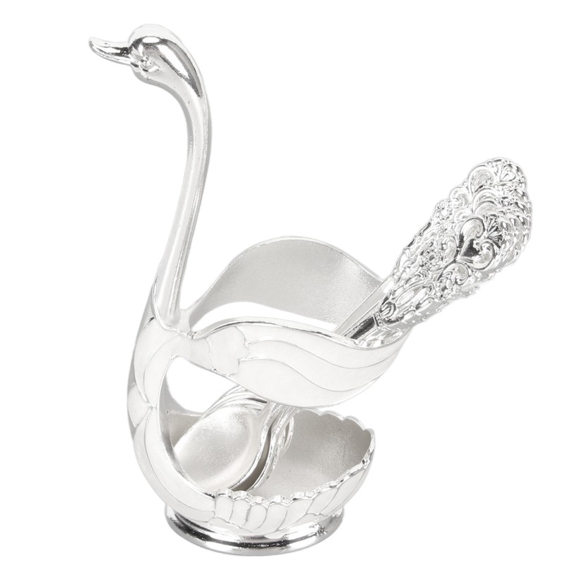 Silver Swan Dinnerware Set Swan Base Holder Teaspoon Cutlery Set