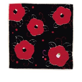 Yamamoto Hitoto Shoten Jacquard Embroidered Towel, Camellia, B Black [3802-B] Taisho Romance, Japanese Pattern, Elegant, Hand Towel, Made in Japan