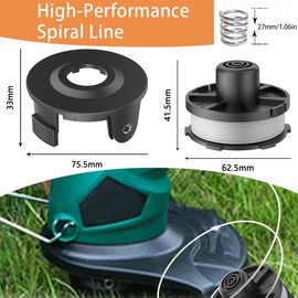 Pack of 4 Thread Spools Replacement Spools for Makita Trimmer Spool for Makita 196146-9 Spool Cover 195858-1 Spring 231352-0 (4 Spools + 1 Spool Cover + 1 Spring)