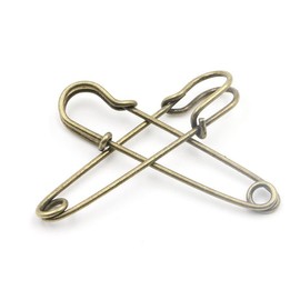 Safety Pins, Pack of 10, Extra Large, 3.9 inches (100 mm), Stall Pins, Name Tags, Hats, Skirts, Handmade, Stylish, Crafts, Accessory Parts, Fashion, Copper Color