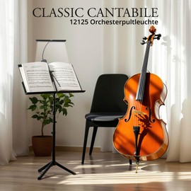 Classic Cantabile SM Easy Music Stand Light, Dimmable, Flexible Clamp Lamp LED with Memory Function, Table Lamp with Gooseneck, Warm White Light, 18 LEDs, Piano Lamp in Black