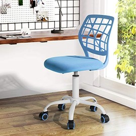 Furniturer INC Office Chair Mesh Seat with PP Back,The Computer Desk Chair 360 Degree Swivel,Without Arms Best for Children Blue
