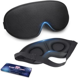 Bauihr Antifaz 3D de Esponja para Dormir, Memoria de Rebote Lento Tejido Kwanglai Cómodo y Transpirable, Máscara de Ojos para Dormir 100% Suave que Bloquea la Luz (Negro)