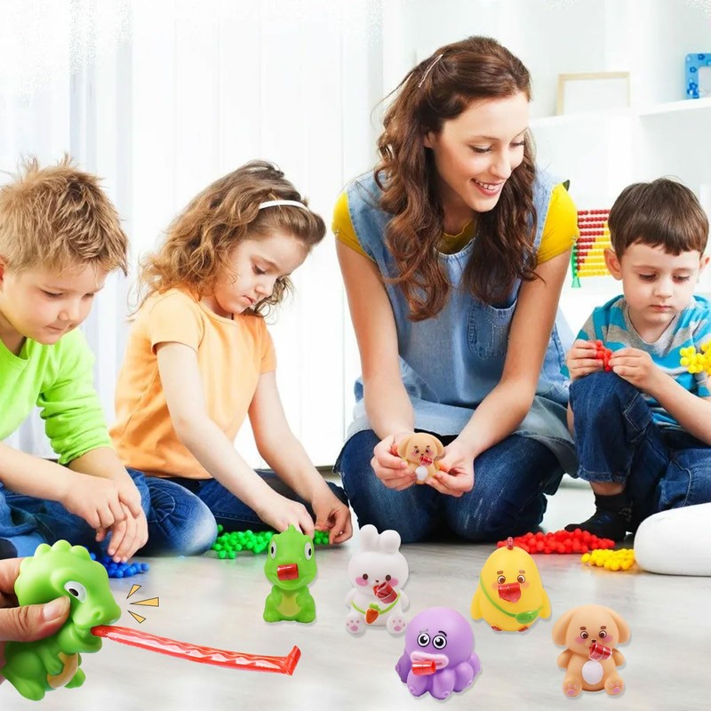 Pack of 5 Squeeze Toy Animal with Tongue Cutout, Funny