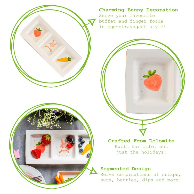 Nicola Spring Easter Bunny Snack Plate - Hand Painted Buffet