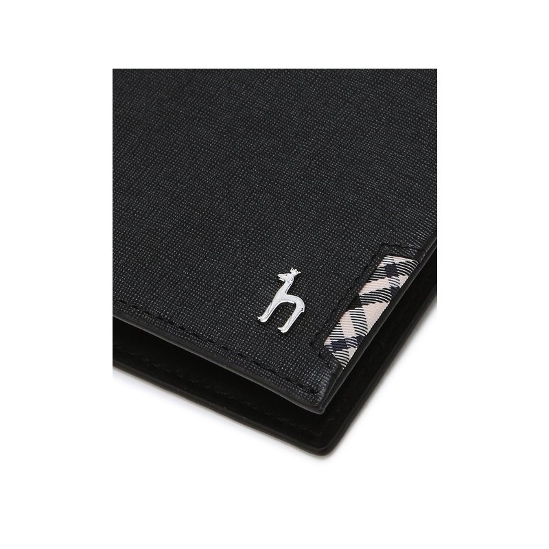 Hazzys (대구신세계)CHESTER 블랙 체크장식 소가죽 반지갑 HJWA5E281BK (Daegu Shinsegae) CHESTER