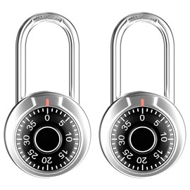 FIGODE® Locker Lock with Long Shackle, Combination Lock, Black Dial, Each Lock with Different Code, Keyless Padlock, Great for School, Employee, Gym&Sports Locker, Case, Toolbox, Fence, etc, Pack of 2