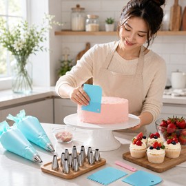 2 Pack Cake Decorating Kit, 12-Piece Set with Reusable Piping Bags and Icing Tips