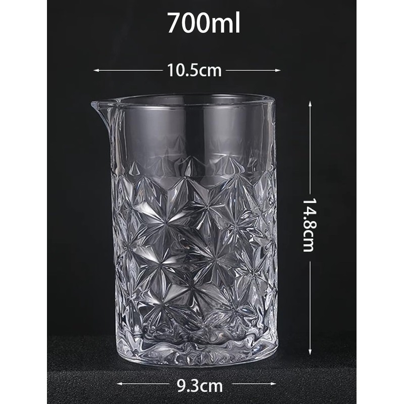 Professional Thick Bottom Seamless Cocktail Mixing Glass 700ml (Ice Flower,