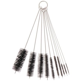 Pipe Cleaners Homewinner 8 inch Nylon Bottle Straw Cleaning Brush Set Stainless Steel Handle Flexible Tube Brushes Multiple Size, Set of 10