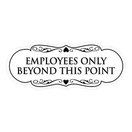 Signs ByLITA Designer Employees Only Beyond this point Sign(White) - Small