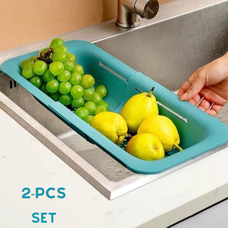 AHASON'S 2 Pack Over The Sink Colander Extendable Baske &