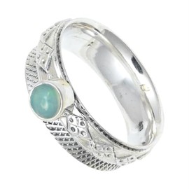 JEWELSTREZORO Opal Edelstein Spinnerring 925 Sterling Silber Spinner Männer & Frauen Meditationsring Alle Größen Handarbeit Jewerly TSR150L_49 (15.6)