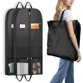 (2 set) 54" Hanging Garment Bag Wardrobe Closet Storage - Foldable Suit Bag; Lightweight Garment Bags for Commuters