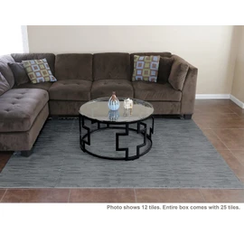 Home Aesthetics 100 Sq. Ft 3/8 Inch Thick Printed Foam Tiles Interlocking Foam Mat, Sea Haze Grey Wood Grain Style Print, (24"x24", 25 pcs), Protective Flooring for Home, Gym Exercise or Trade Show