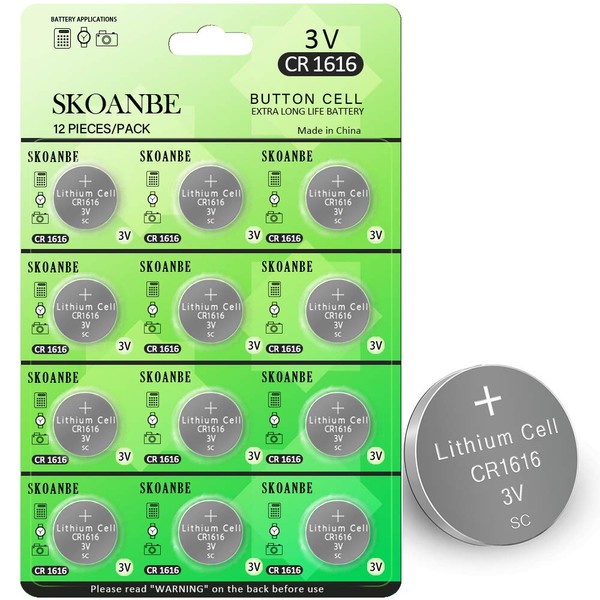 SKOANBE CR1616 1616 3V Lithium Battery-12PCS