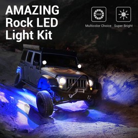 MICTUNING RGB Rock Lights with RF Remote Control Multicolor Neon Underglow LED Lighting Kit - 8 Pods