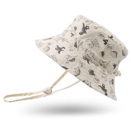 Zsedrut Baby Dinosaur Sun Hat Toddler Kids Summer Hats Sun Protection Caps for Boys Girls Infant Bucket Cap 0-4Y (48CM(6-12M), Dinosaur Beige)