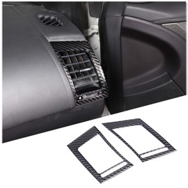 Daeiclru Real Carbon Fiber Car Side Air Outlet Vent Frame Trim Compatible with Jaguar F-TYPE 2013-2022, Side Air Outlet Cover, Dashboard Air Vent Outlet Trim Cover Sticker Accessories, 2PCS (Black)