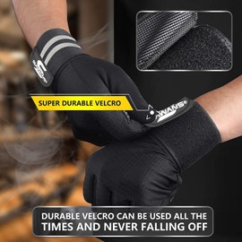 SAWANS Weight Lifting Gloves Gym Workout Fitness Wrist Wrap Support Men Women Fingerless Gloves Full Finger Touchscreen Padded Non Slip Palm Bodybuilding Training Grip (Full Finger Black, L)