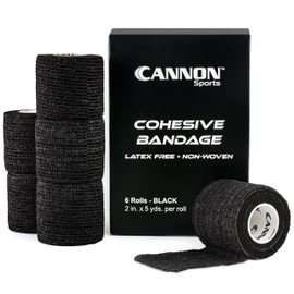 6 Pack Self Adherent Cohesive Wrap Bandage | 2” x 5 Yards First-Aid Elastic Self Adhesive Tape for Wrist, Elbows, Knees, and Ankles (Black, 6 Pack)