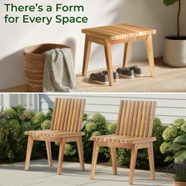 Melino 20 inch Outdoor Slat Bench, 2 in 1 Convertible Bench to Table, Acacia Solid Wood Construction for Patio, Garden and Entryway