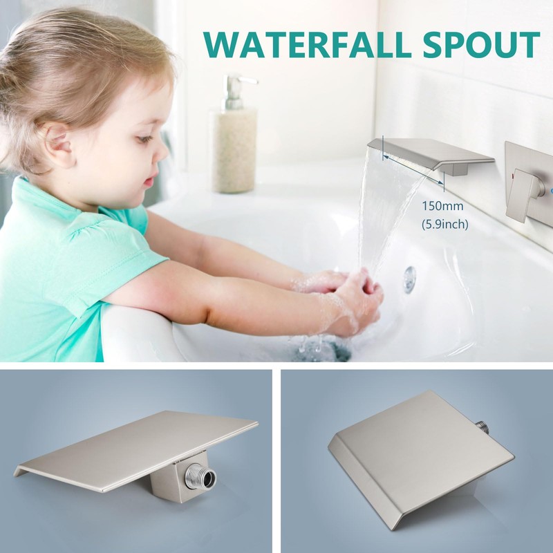 Aolemi Tub Faucet Waterfall Bathtub Faucets Wall Mount Tub Filler
