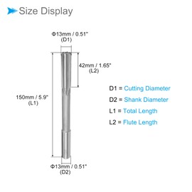 CoCud Clamping Reamer 13 mm Cut Diameter H7 High-Speed Steel Straight Flute Milling Tool - (Applications: for Lathe Drilling Machine) Pack of 1