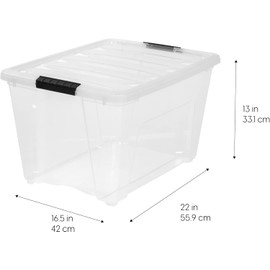 IRIS USA 54 Qt Stackable Plastic Storage Bins with Lids, 6 Pack - BPA-Free, Made in USA - See-Through Organizing Solution, Latches, Durable Nestable Containers, Secure Pull Handle - Clear