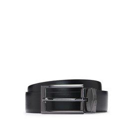 HUGO Men's Elvio-U Reversible Leather Belt with Logo Bridge, Black 002