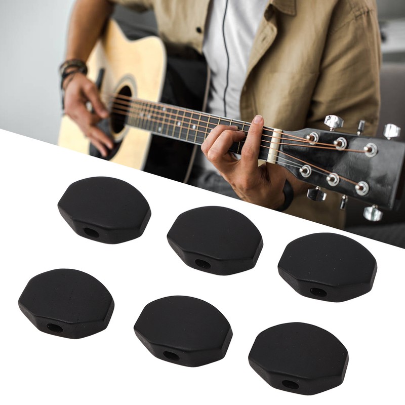6Set Guitar Tuning Peg Buttons Ebony Metal Tuner Machine Head